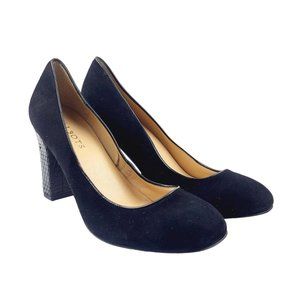 Talbot Suede Round Toe Snake Skin Heels - Size 8